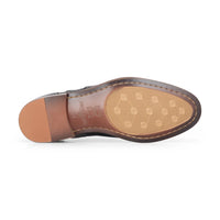 Albert - Sapatos Brogue Masculinos em Couro Preto com Detalhes em Tweed