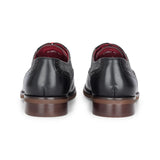 Albert - Sapatos Brogue Masculinos em Couro Preto com Detalhes em Tweed