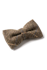 Albert - Gravata Borboleta Masculina em Tweed Marrom com Estampa Espinha de Peixe