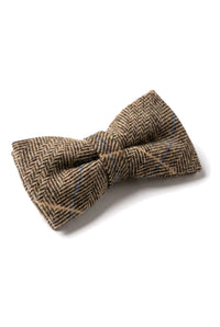 Albert - Gravata Borboleta Masculina em Tweed Marrom com Estampa Espinha de Peixe