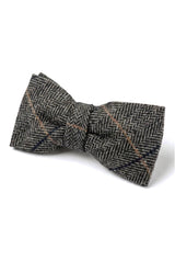 Albert - Gravata Borboleta Masculina em Tweed Cinza com Estampa Espinha de Peixe