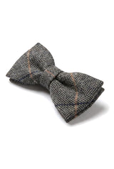 Albert - Gravata Borboleta Masculina em Tweed Cinza com Estampa Espinha de Peixe