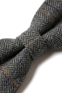 Albert - Gravata Borboleta Masculina em Tweed Cinza com Estampa Espinha de Peixe