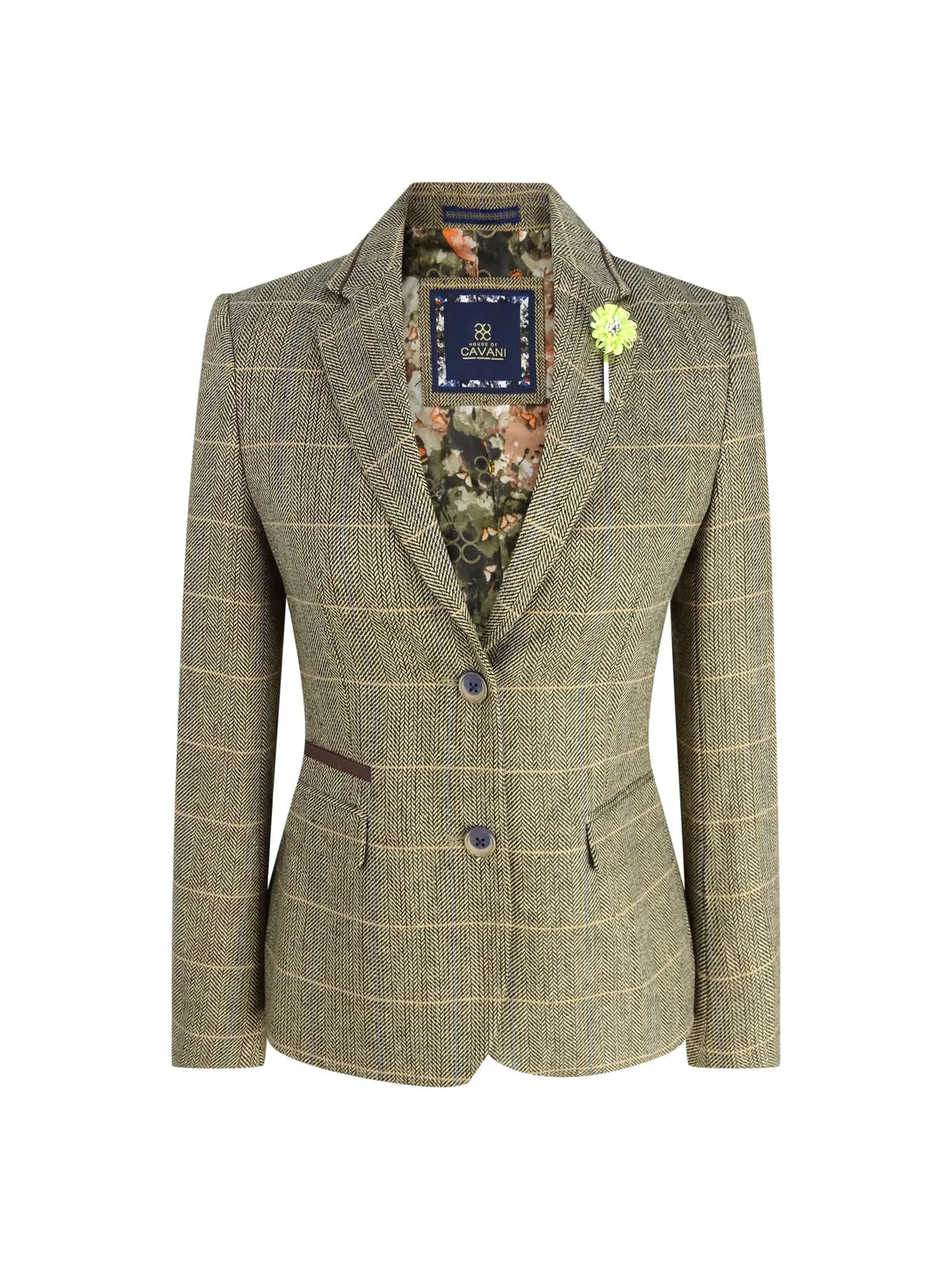 Blazer feminino em tweed marrom claro