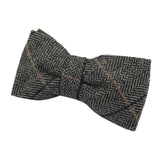 Albert - Gravata Borboleta Masculina em Tweed Cinza com Estampa Espinha de Peixe