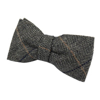 Albert - Gravata Borboleta Masculina em Tweed Cinza com Estampa Espinha de Peixe