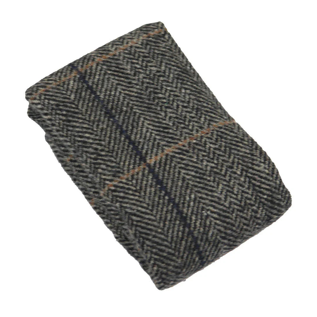 Albert - Gravata Borboleta Masculina em Tweed Cinza com Estampa Espinha de Peixe