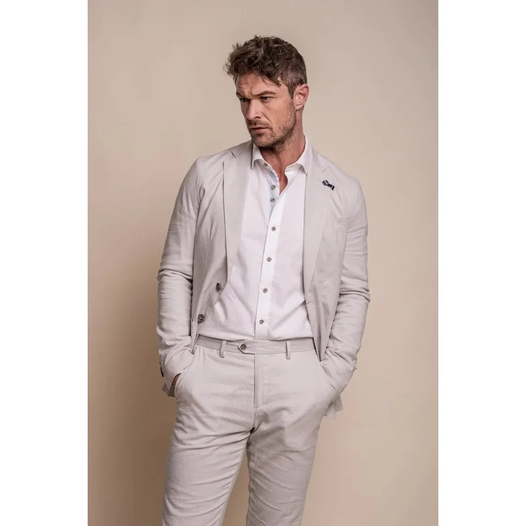 Alvari - Blazer masculino de linho cinza para o verão