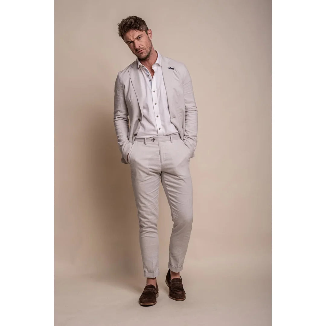 Alvari - Blazer masculino de linho cinza para o verão
