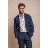Alvari - Blazer de verão masculino em linho marinho