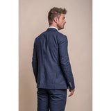 Alvari - Blazer de verão masculino em linho marinho
