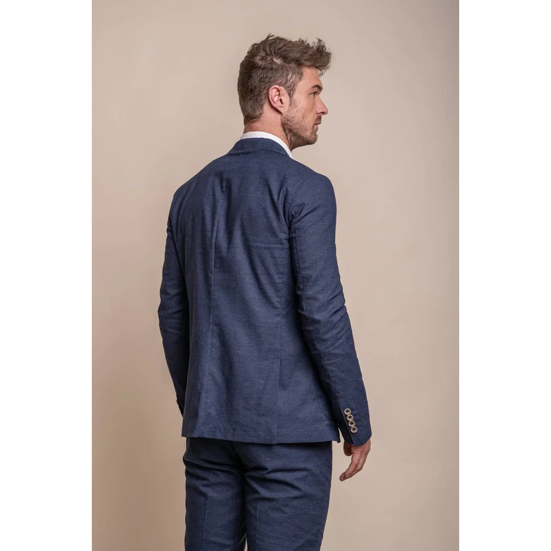 Alvari - Blazer de verão masculino em linho marinho