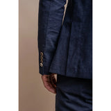Alvari - Blazer de verão masculino em linho marinho