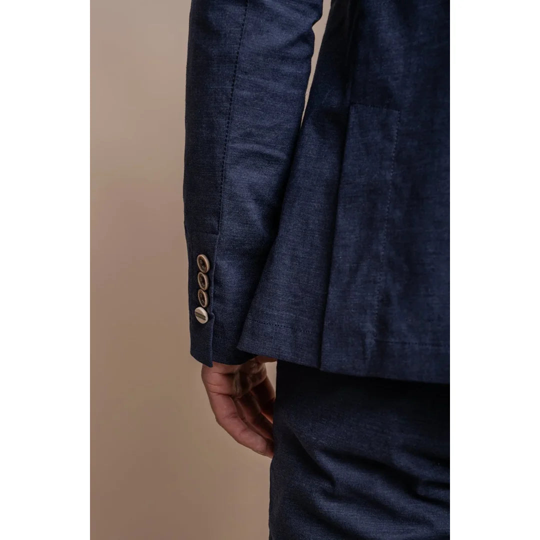 Alvari - Blazer de verão masculino em linho marinho