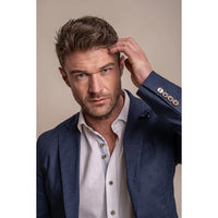 Alvari - Blazer de verão masculino em linho marinho