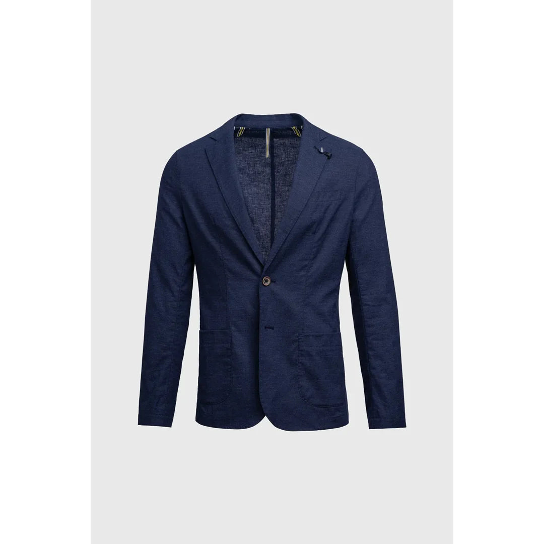 Alvari - Blazer de verão masculino em linho marinho