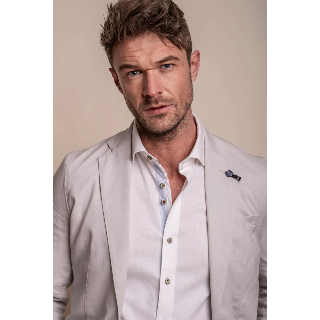 Alvari - Terno Clássico de Verão Masculino em Linho Cinza de 2 Peças