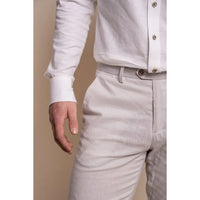 Alvari - Calça de linho cinza para homem, ideal para o verão.