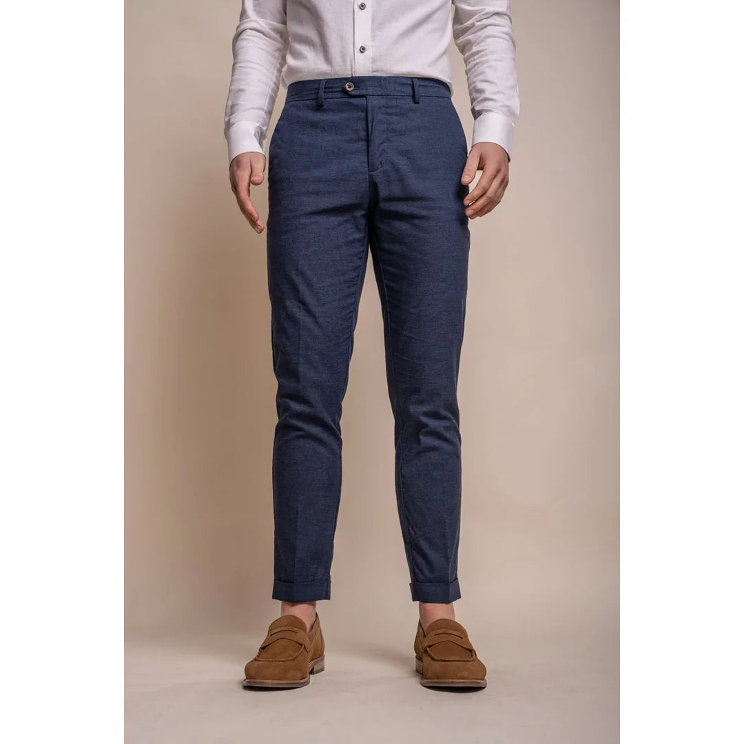 Alvari - Calças de linho azul-marinho para homem, ideais para o verão.