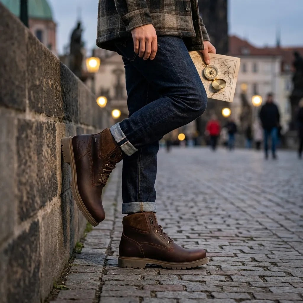 Botas de cano curto Amur GTX C10 masculinas em couro impermeável marrom
