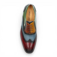 Antonin 01 - Sapatos Oxford Masculinos em Couro Preto e Bordô