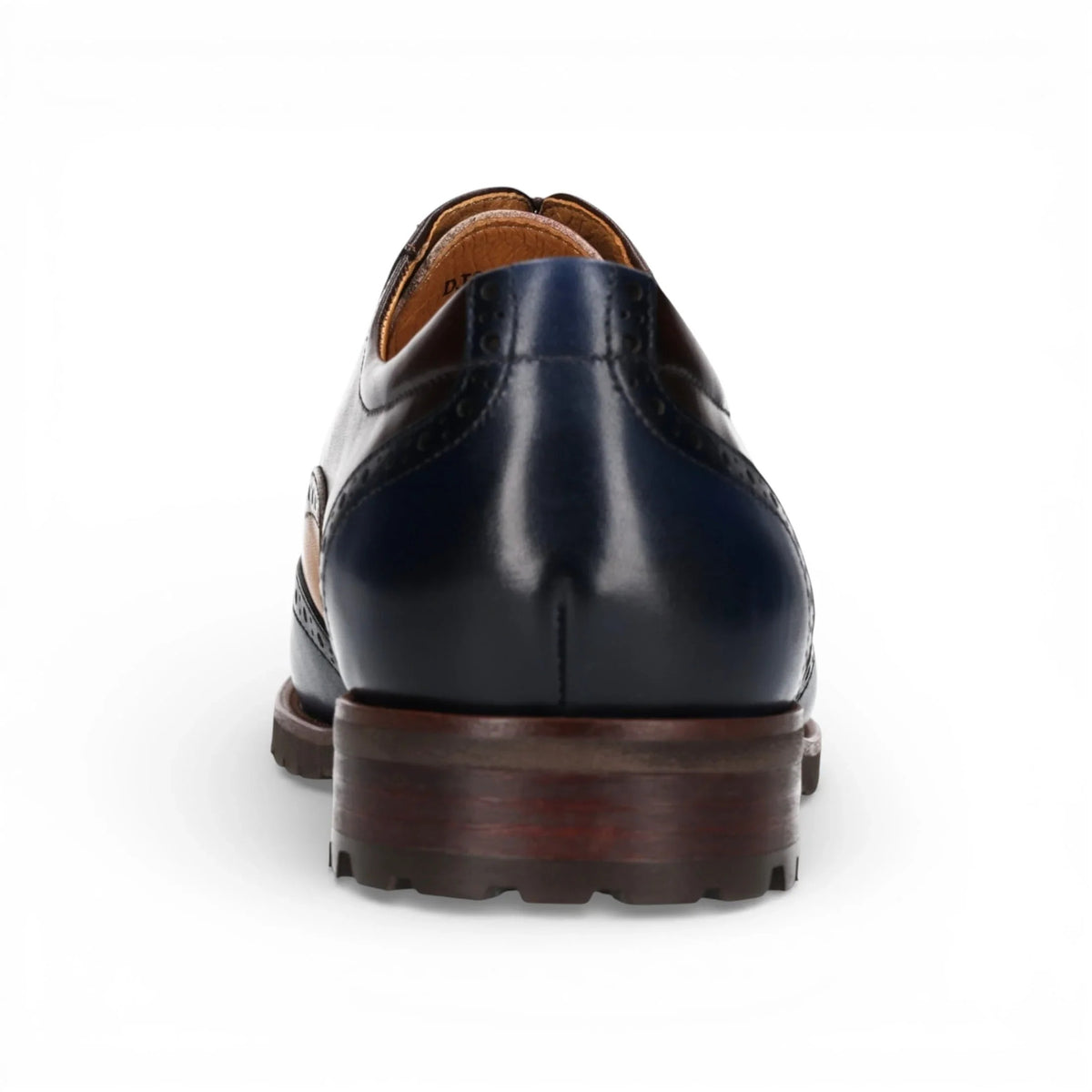 Antonin 01 - Sapatos Oxford Masculinos em Couro Azul e Marrom