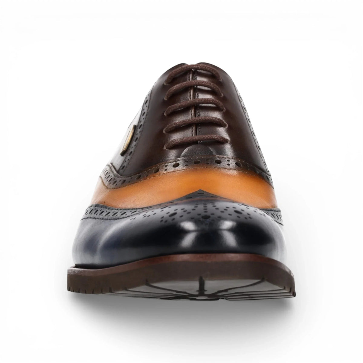 Antonin 01 - Sapatos Oxford Masculinos em Couro Azul e Marrom