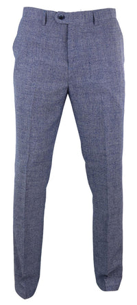 Cavani Antonio - Calças masculinas xadrez cinza-azulado vintage - Comprimento regular