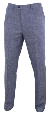 Cavani Antonio - Calças masculinas xadrez cinza-azulado vintage - Comprimento regular