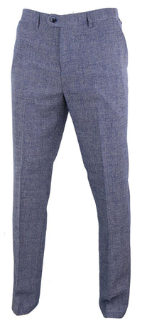 Cavani Antonio - Calças masculinas xadrez cinza-azulado vintage - Comprimento regular