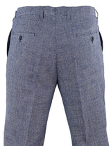 Cavani Antonio - Calças masculinas xadrez cinza-azulado vintage - Comprimento regular