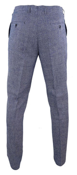 Cavani Antonio - Calças masculinas xadrez cinza-azulado vintage - Comprimento regular