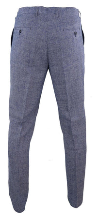 Cavani Antonio - Calças masculinas xadrez cinza-azulado vintage - Comprimento regular