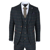 Archer - Blazer masculino em tweed xadrez espinha de peixe azul-marinho