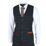 Colete masculino Archer em tweed xadrez espinha de peixe azul-marinho