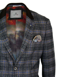 Cavani Archie - Blazer masculino vintage xadrez em tweed - Preto