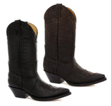 Botas de cowboy masculinas de bico fino, pretas e marrons, estilo Grinders Arizona, em couro legítimo, estilo western cubano.