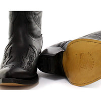 Botas de cowboy masculinas de bico fino, pretas e marrons, estilo Grinders Arizona, em couro legítimo, estilo western cubano.