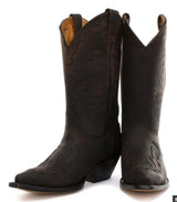 Botas de cowboy masculinas de bico fino, pretas e marrons, estilo Grinders Arizona, em couro legítimo, estilo western cubano.