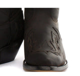 Botas de cowboy masculinas de bico fino, pretas e marrons, estilo Grinders Arizona, em couro legítimo, estilo western cubano.