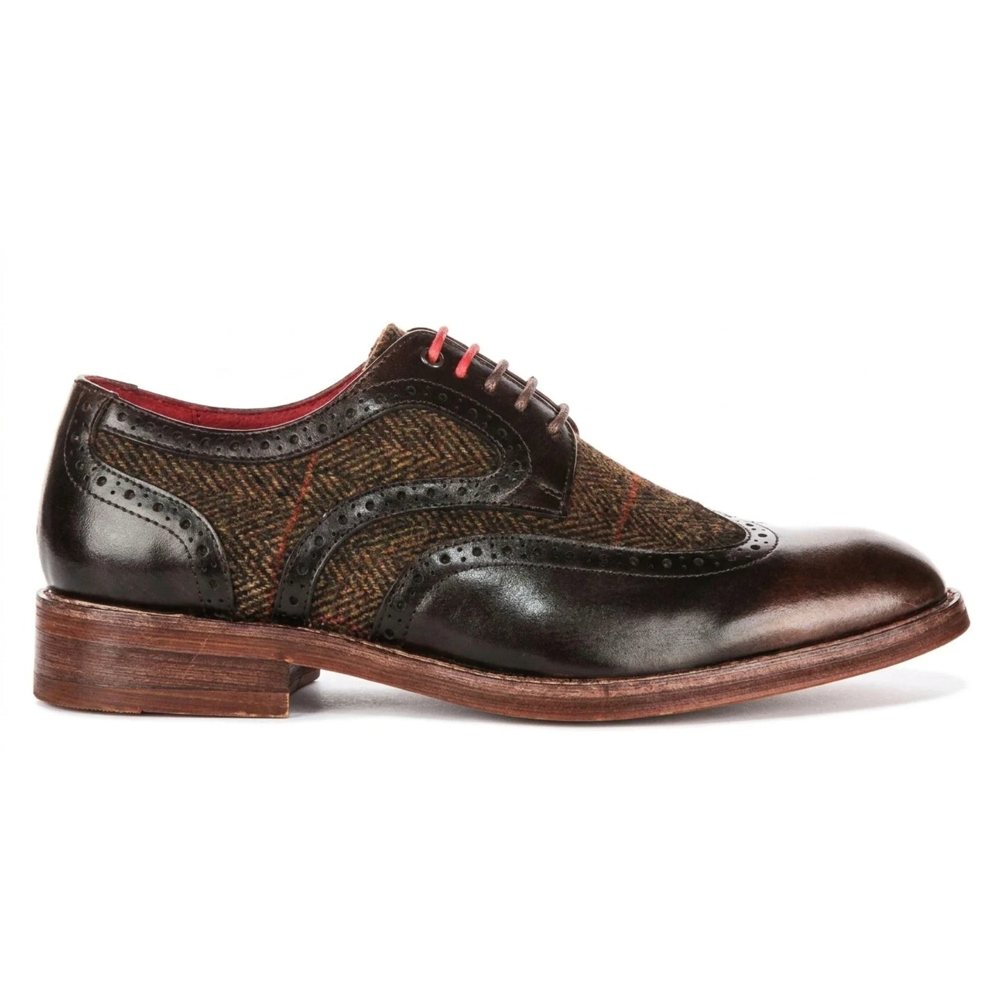 Arlo - Sapatos Brogue Masculinos em Tweed Marrom