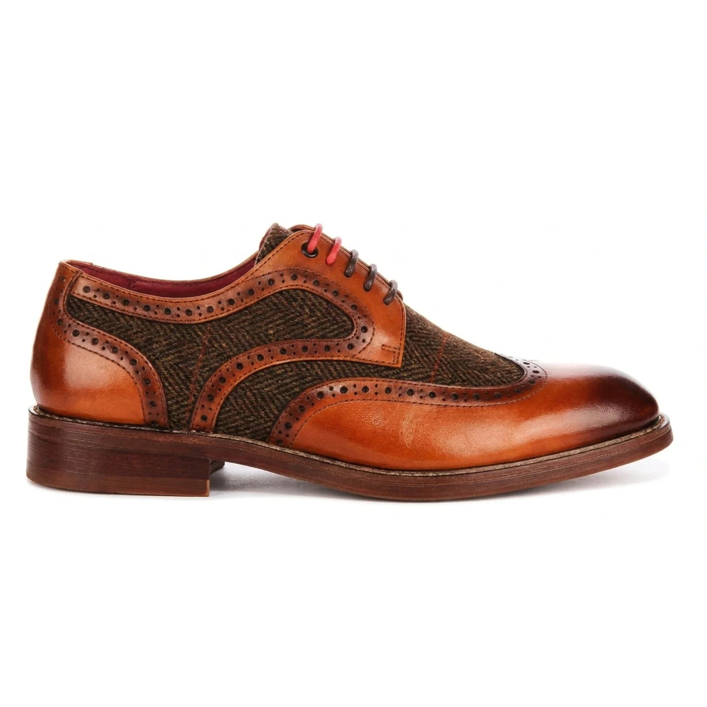 Arlo - Sapatos Brogue Masculinos em Tweed e Couro Castanho