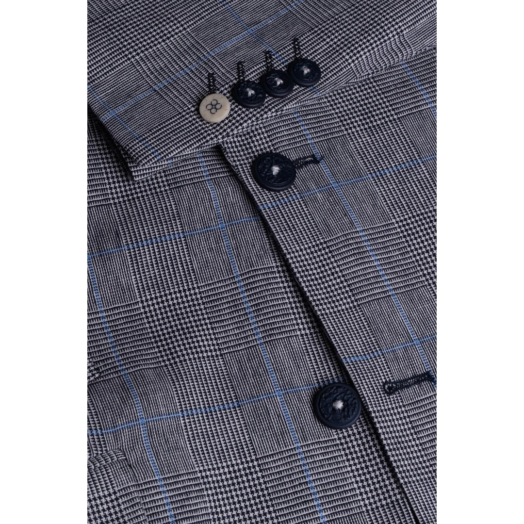 Arriga - Blazer masculino xadrez cinza e azul