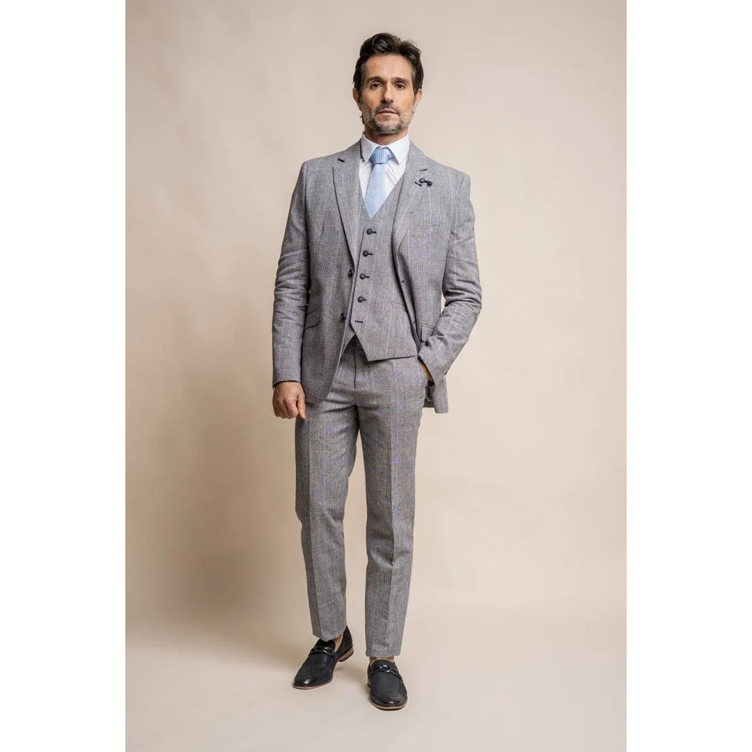 Arriga - Blazer masculino xadrez cinza e azul