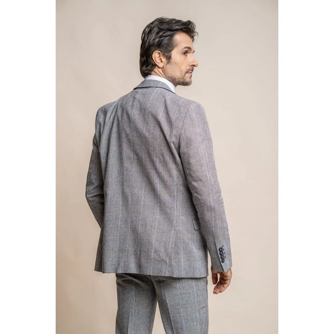 Arriga - Blazer masculino xadrez cinza e azul
