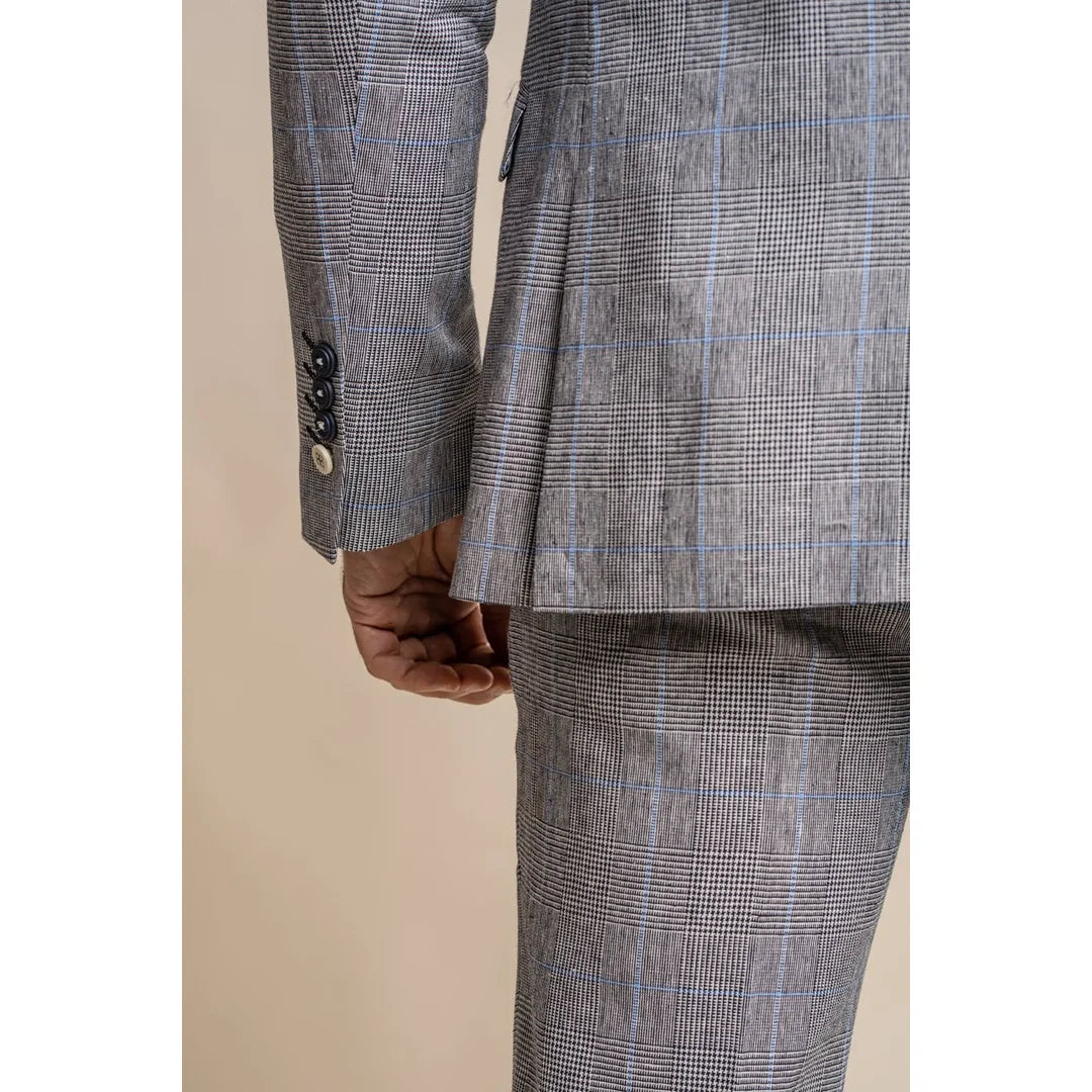 Arriga - Blazer masculino xadrez cinza e azul
