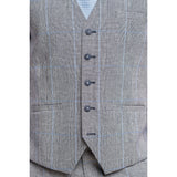 Colete masculino xadrez cinza e azul Arriga