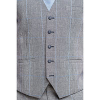 Colete masculino xadrez cinza e azul Arriga