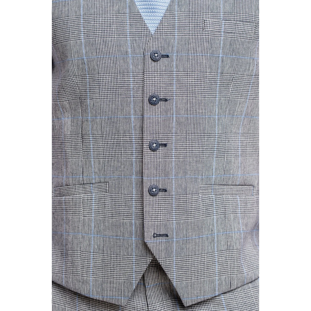 Colete masculino xadrez cinza e azul Arriga