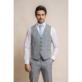 Colete masculino xadrez cinza e azul Arriga